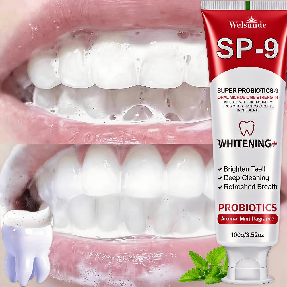 Probiotic Toothpaste with Hydroxyapatite ¨C Super Probiotics-9 European Formula, Deep Cleaning & Gum Care, Mint Fresh Breath, Teeth Brightening Oral Care Gift for Women & Men, 100g