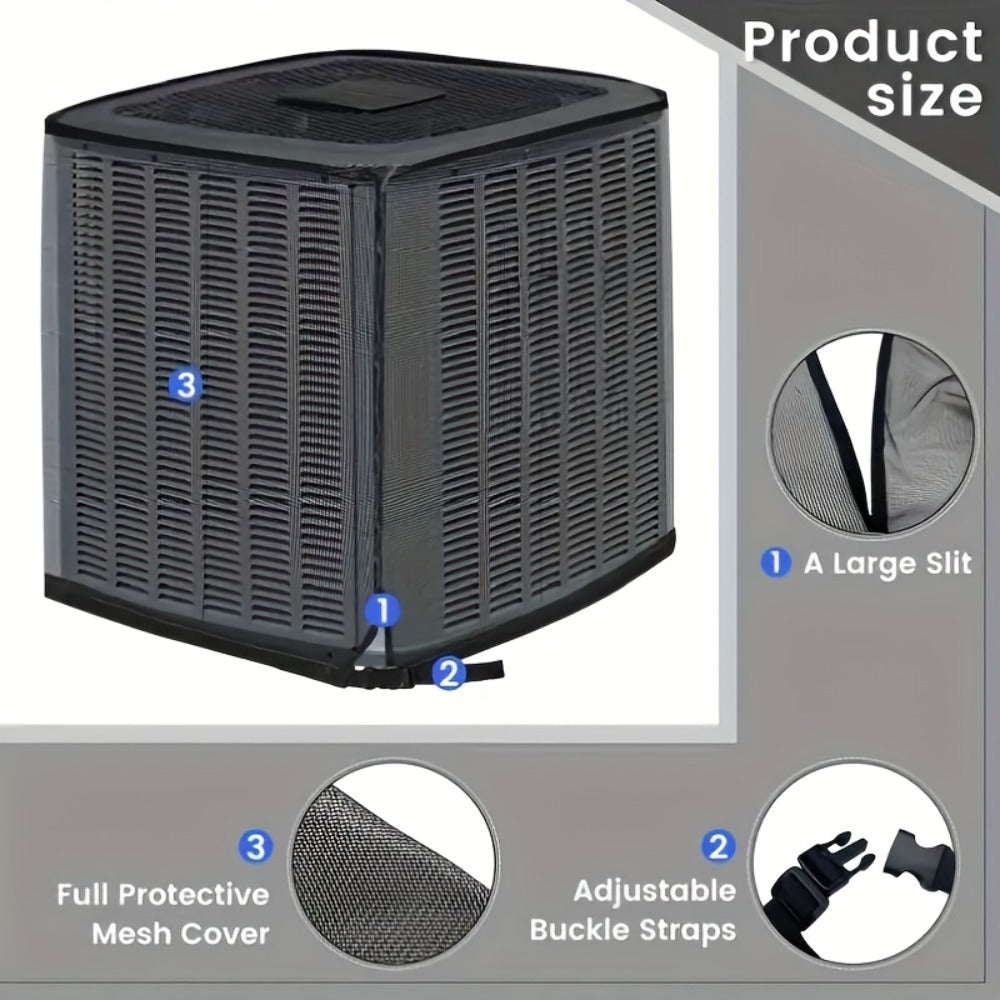 Outdoor AC Unit Cover Heavy Duty Waterproof Central Air Conditioner Cover with Mesh Vent Adjustable Straps UV Rain Snow Debris Bug Leaf Protection XS M L