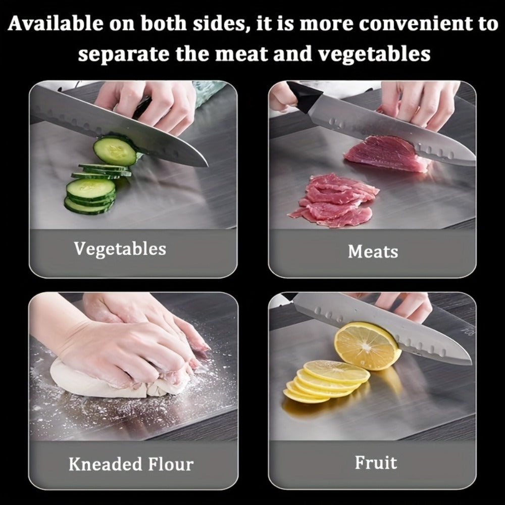 Stainless Steel Cutting Board Set 3 Pack - Non-Stick Dual-Sided Metal Chopping Boards for Kitchen, BPA-Free, Rust-Resistant, Easy Clean, Portable for Meat Vegetables Fruit