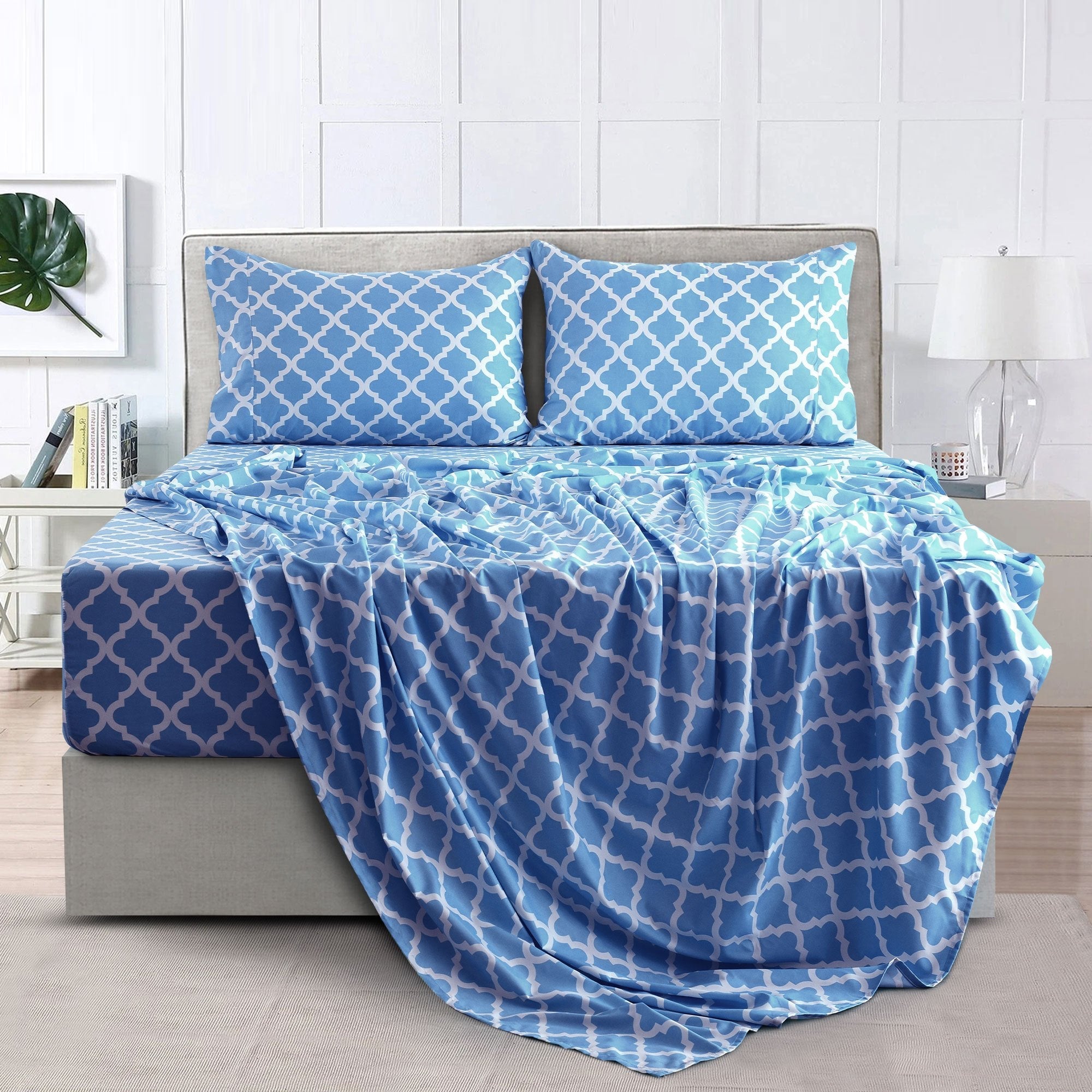 Brushed Polyester Bed Sheet Set 4 Piece 100% Polyester Soft Cooling Deep Pocket 16 Inch Wrinkle Fade Shrink Resistant Machine Washable Twin Full Queen King Cal King 8 Colors