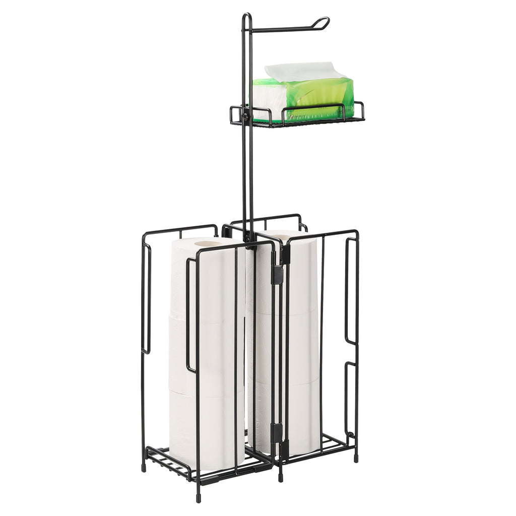 Freestanding Toilet Paper Holder Stainless Steel Stand with 3 Extra Roll Storage Modern Bathroom Organizer