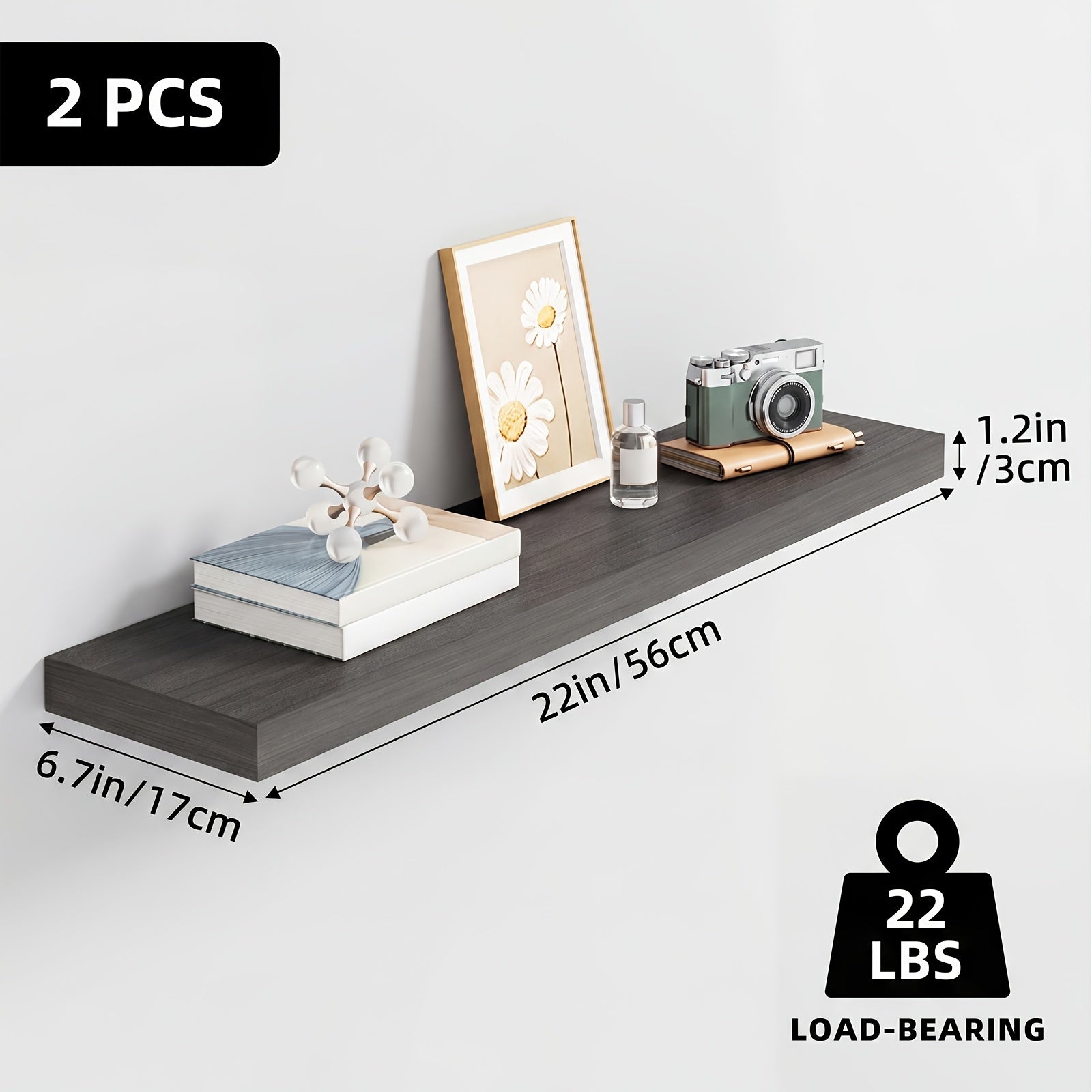 Floating Wall Shelves Set ¨C Wooden Wall-Mounted Shelves for Living Room, Kitchen & Bathroom (2/4/6pcs, 15.7¡±/19.7¡±/22¡±)