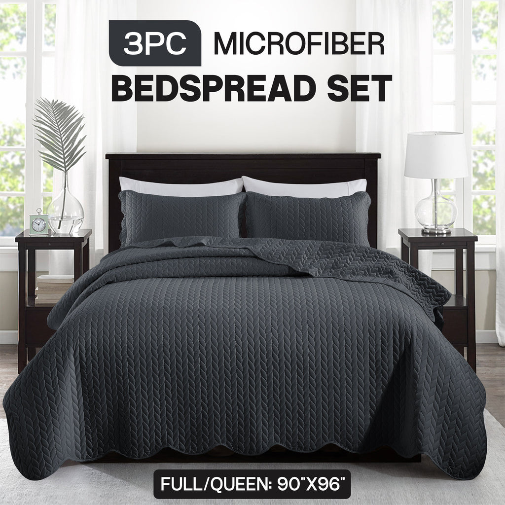 Bedspread Set 3-Piece Microfiber Floral Coverlet with Pillow Shams - Soft Breathable Lightweight All-Season Bed Cover for Queen King Twin California King