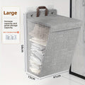 Wall Mounted Laundry Hamper Foldable Oxford Cloth with Lid | Space Saving Clothes Storage Basket for Bedroom Bathroom Living Room | Large 22x15 Inch Multi-Purpose Organizer Gray