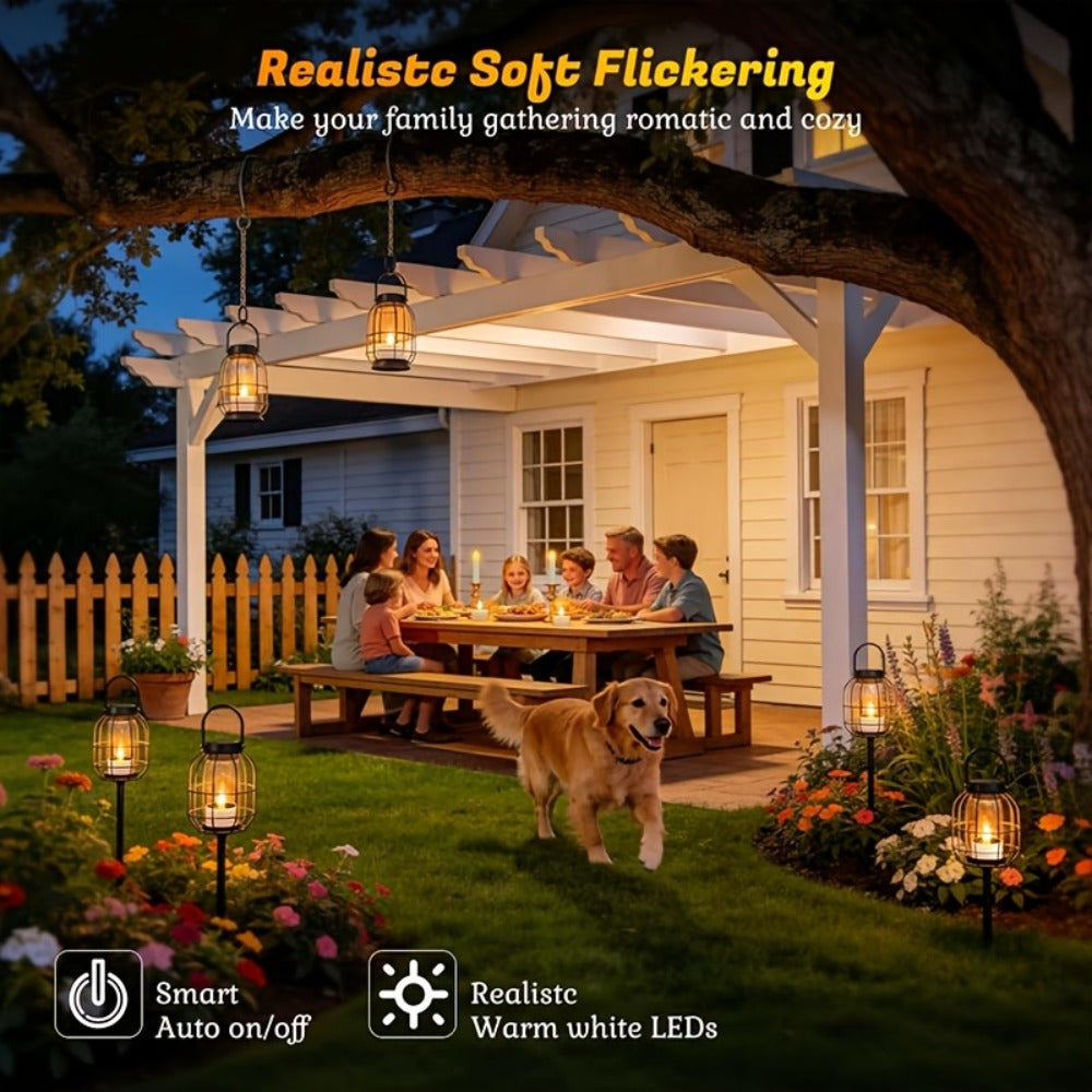 Solar Flameless Candles Outdoor Waterproof IP44 LED Tealight with Dusk to Dawn Sensor Flickering Warm Light for Garden Balcony Window Lantern Terrace Decor 4 6 12 Pack
