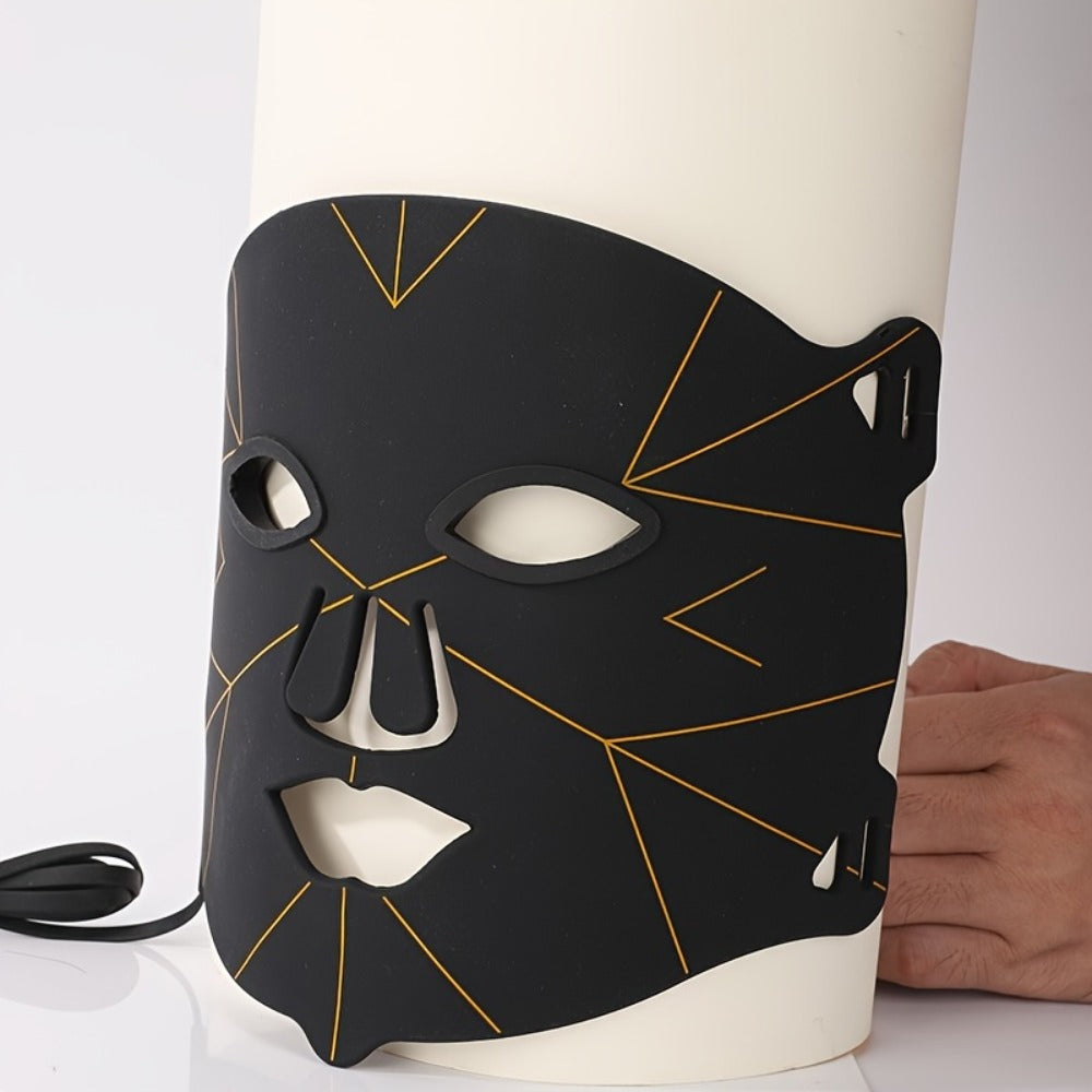 LED Face Mask 7 Color Light Therapy Photon Skin Rejuvenation Mask Portable Silicone Beauty Device USB Rechargeable Anti-Aging Acne Wrinkle Treatment for Women Men Black White