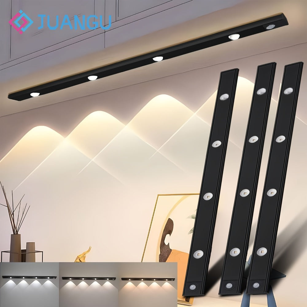 Motion Sensor LED Cabinet Light USB Rechargeable Dimmable Night Light Gesture Control 3 Modes Wireless Under Cabinet Lighting for Kitchen Bedroom Stairs Closet Reading Bedside 2pcs 3pcs