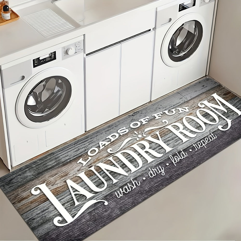 Farmhouse Laundry Room Runner Rug - Non-Slip Washable Retro Kitchen & Bathroom Mat | Anti-Slip Floor Runner for Laundry Room, Kitchen, Bathroom & Entryway | Boho Home Decor Accent Rug Multiple Sizes