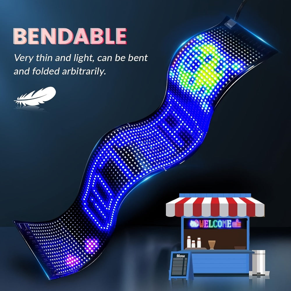 Programmable LED Sign Flexible Matrix Panel ¨C App & USB Control, RGB Multicolor, Music Sync, Text & Animation Display for Indoor Shop, Party & Event Decoration (16¡Á32 to 16¡Á192)