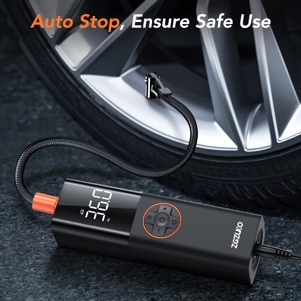 Tire Inflator Air Compressor 150PSI 12V DC Corded with LCD Display, Auto Shut-Off, 4 Preset Modes, LED Light, 9.8ft Power Cord for Car Motorcycle Bicycle Tires Sports Balls Roadside Emergency
