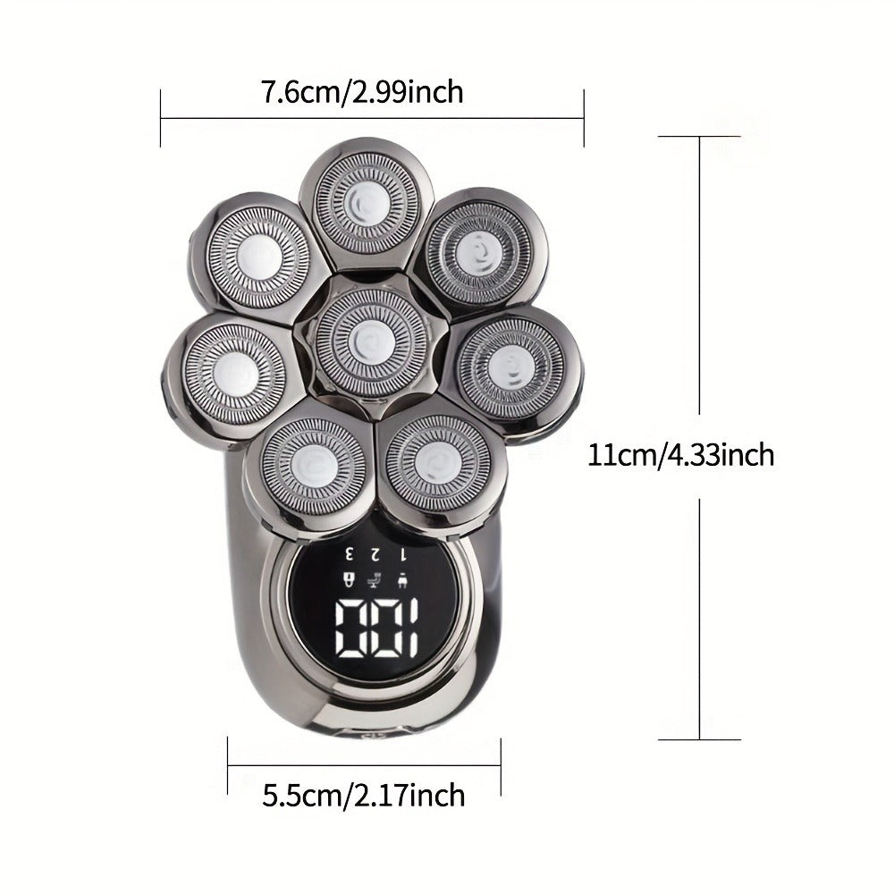 Electric Shaver 8-Blade 5-in-1 ¨C IPX7 Waterproof USB-C Rechargeable Multi-Function Grooming Kit with Nose Hair Trimmer & Facial Brush, Fully Washable, 8D Replacement Blade Available