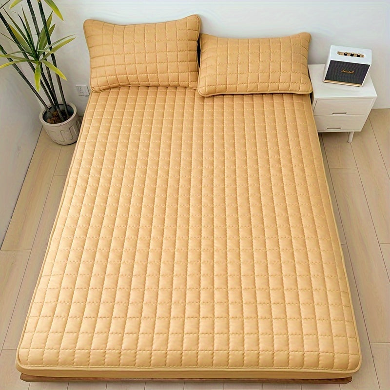 Quilted Waterproof Mattress Protector Soft Breathable Mattress Cover with Deep Pocket for Full Queen King - Solid Color Bedding Pad for Bedroom Guest Room Hotel Apartment School