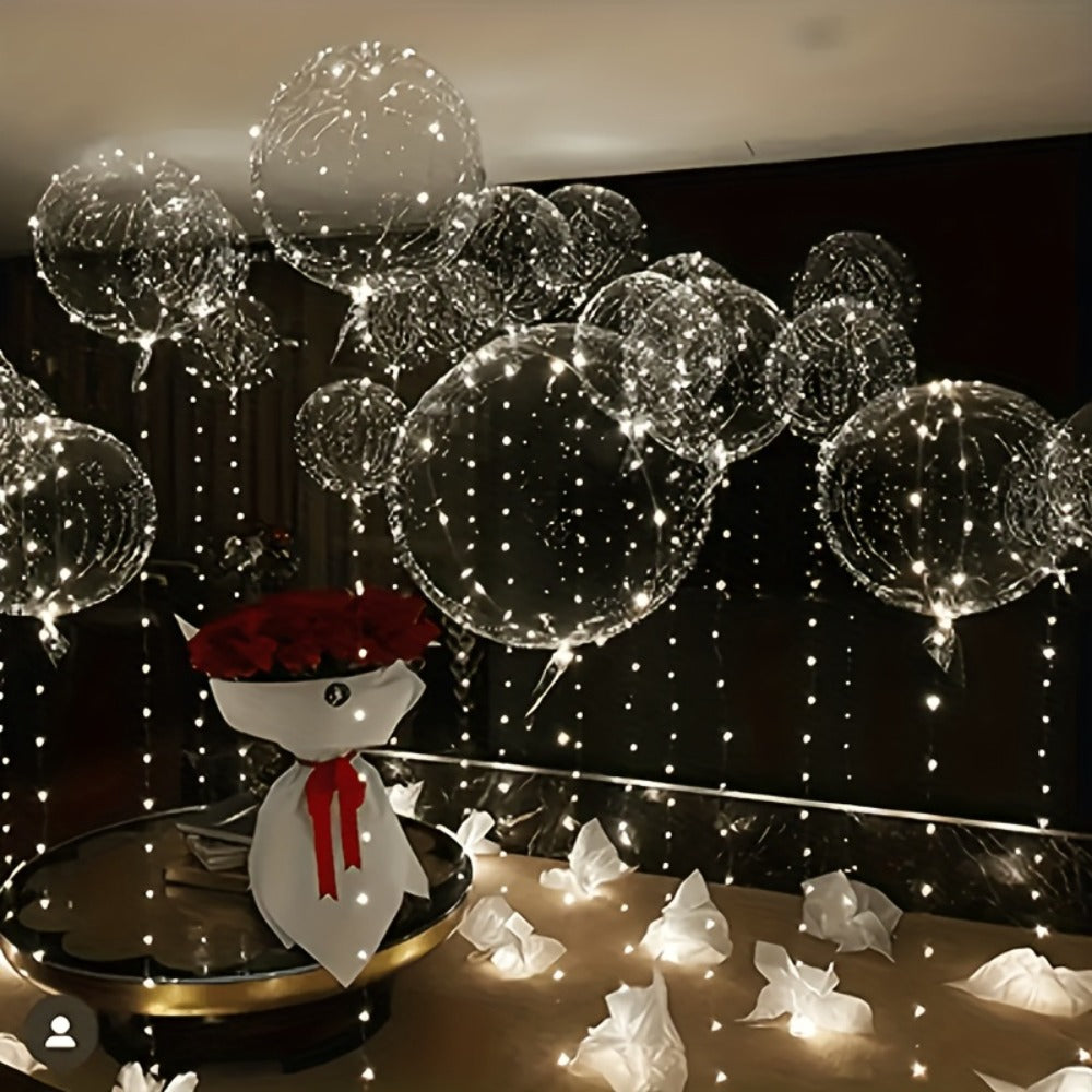 LED Bubble Balloon Set 40 Pack (20 Balloons + 20 LED Lights) for Birthday Wedding Christmas Halloween Party Decoration ¨C White & Yellow, Helium Compatible, Battery Not Included