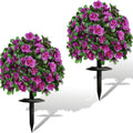 Artificial Topiary Ball Trees for Outdoor & Indoor Decor ¨C UV Resistant Faux Lavender, Azalea & Pansy Shrubs with Ground Spike ¨C Evergreen Fake Plants for Front Porch, Garden & Backyard (Single & 2 Pack)