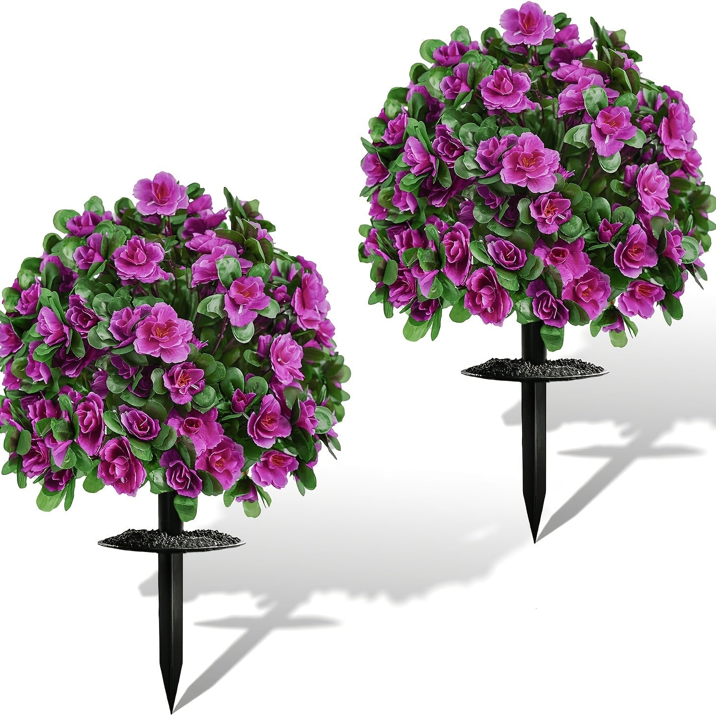 Artificial Topiary Ball Trees for Outdoor & Indoor Decor ¨C UV Resistant Faux Lavender, Azalea & Pansy Shrubs with Ground Spike ¨C Evergreen Fake Plants for Front Porch, Garden & Backyard (Single & 2 Pack)