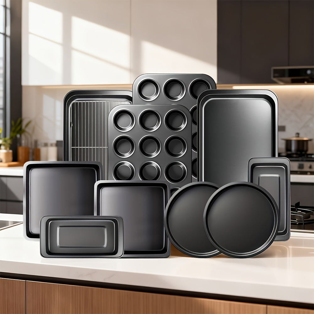 Baking Pan Set Nonstick Carbon Steel Cookie Sheets Roasting Pans Round Cake Muffin Pizza Bread Pans Kitchen Bakeware Set 4 11 23 46 Piece