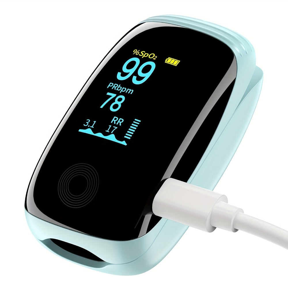 Finger Pulse Oximeter Fingertip Blood Oxygen Saturation SpO2 Monitor with Lanyard FDA Cleared for Sport Aviation Home Use White Green Black Pink Blue