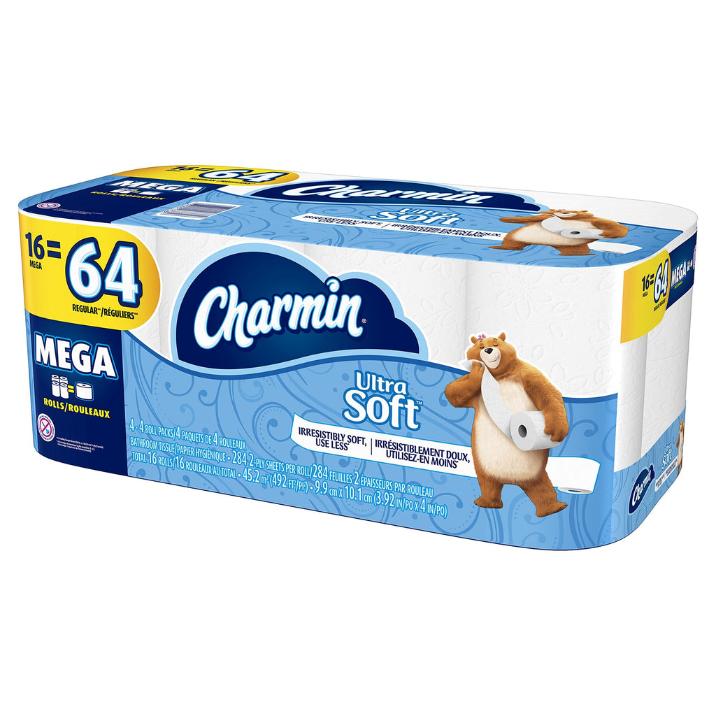 Charmin Ultra Soft Toilet Paper Mega Roll - 2-Ply 200 Sheets per Roll, Soft & Strong Bath Tissue, Available in Mega, Double, 16ct, 30ct, 328ct Bulk Pack Options for Home, Office & Commercial Use