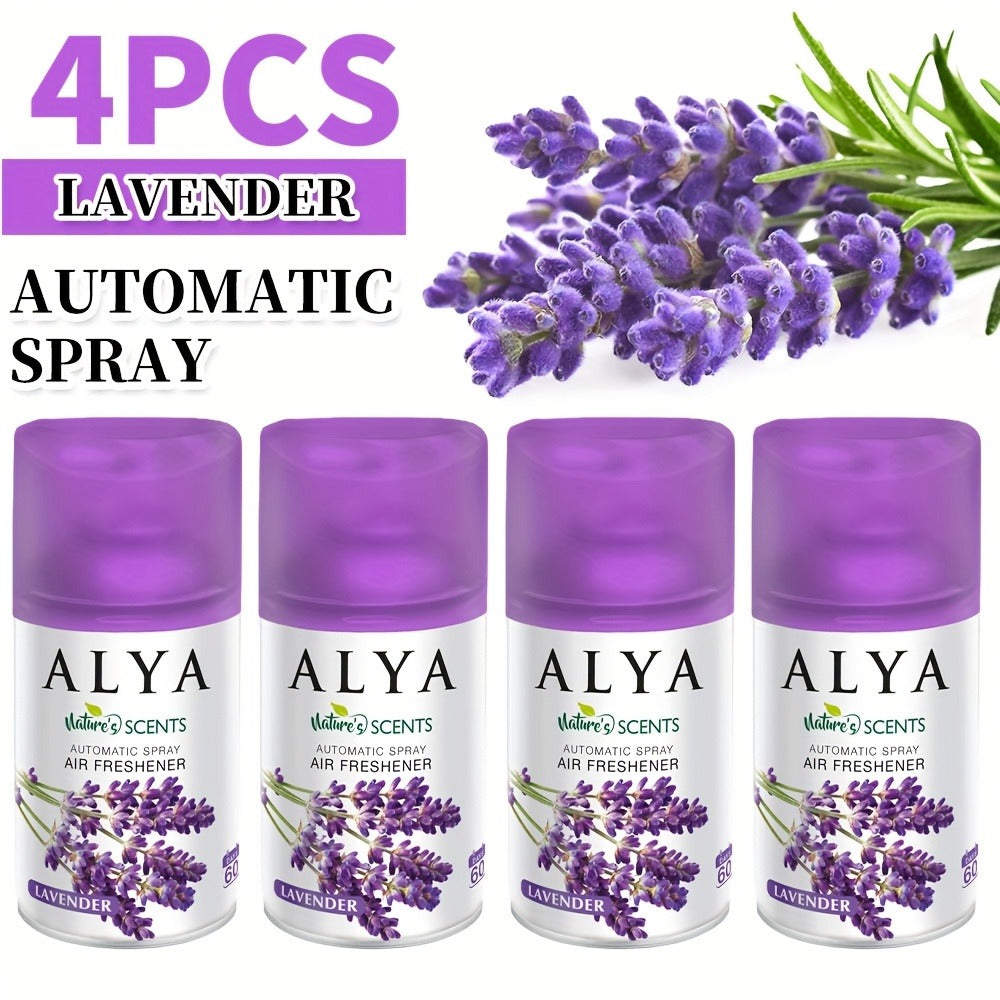 Automatic Spray Air Freshener Refill 8.45oz 1pc or 4pcs - 6 Scents Lavender Vanilla Cool Linen Ocean Mixed Berries Magnolia, Odor Fighting Room Spray for Car Office Home Bathroom Kitchen Fabric Closet
