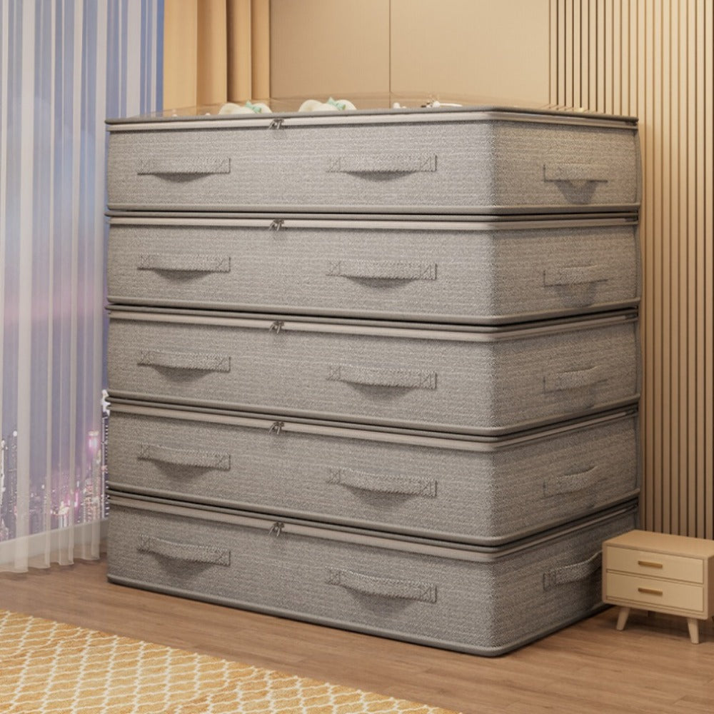 Under Bed Storage Box with Handles, Foldable Underbed Organizer, Large Capacity Container for Clothes & Blankets, Space-Saving Flat Drawer, Bedroom Closet Storage Bins (1/2/3/5 Pack)