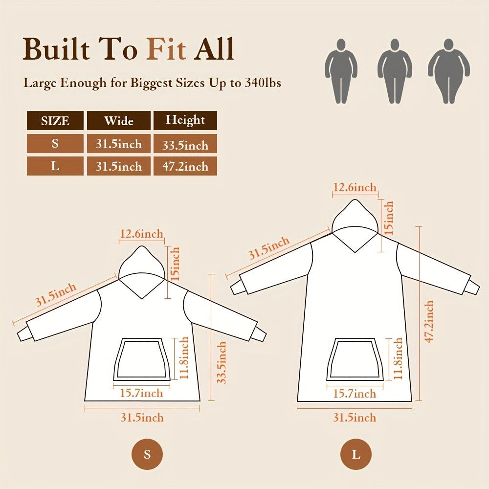 Hooded Wearable Blanket ¨C Double-Sided Flannel Suede Hoodie Blanket for Women & Men, 500gsm Oversized Warm Cozy Sweatshirt