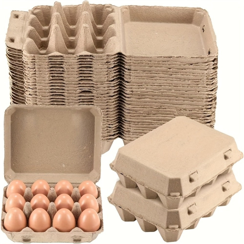 Egg Cartons 12 Egg Holder Reusable Pulp Egg Storage Container Box for Kitchen Chicken Coop Farmhouse Fridge Organizer Egg Tray 3x4 Grid Natural Cardboard Egg Crate for Fresh Eggs 10 25 Pack