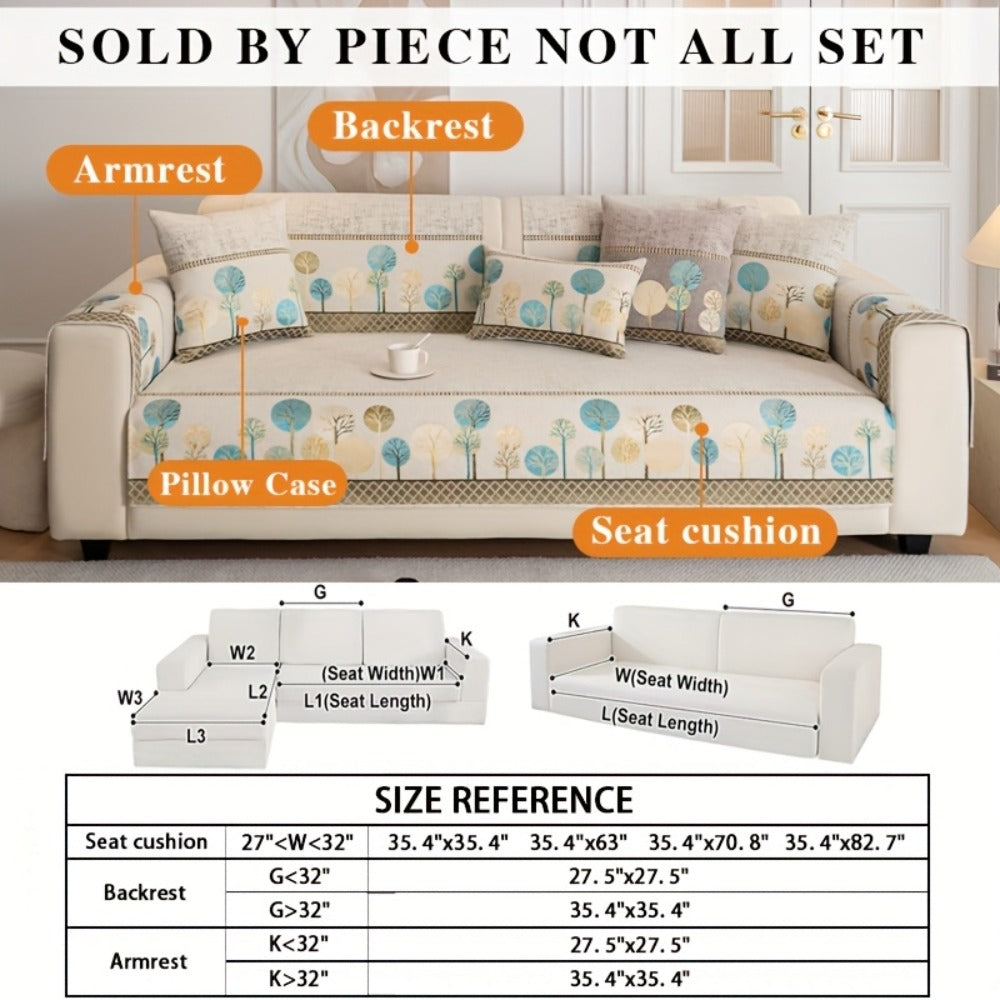 Sofa Couch Cover Light Luxury Geometric Embroidery 1pc - Knit Anti-Slip Four Seasons Universal Pet Friendly Furniture Protection Slipcover | Grey Blue White | Single 2-Seat Living Room Bedroom Office