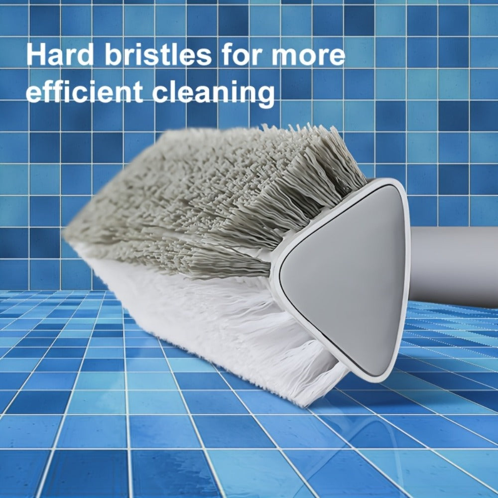 Cleaning Brush with Long Handle 180¡ã Rotating Double-Sided Stiff Bristles Floor Scrub Brush for Bathroom Kitchen Patio Tile Shower Outdoor Heavy Duty Multi-Purpose Scrubber with Stainless Steel Handle