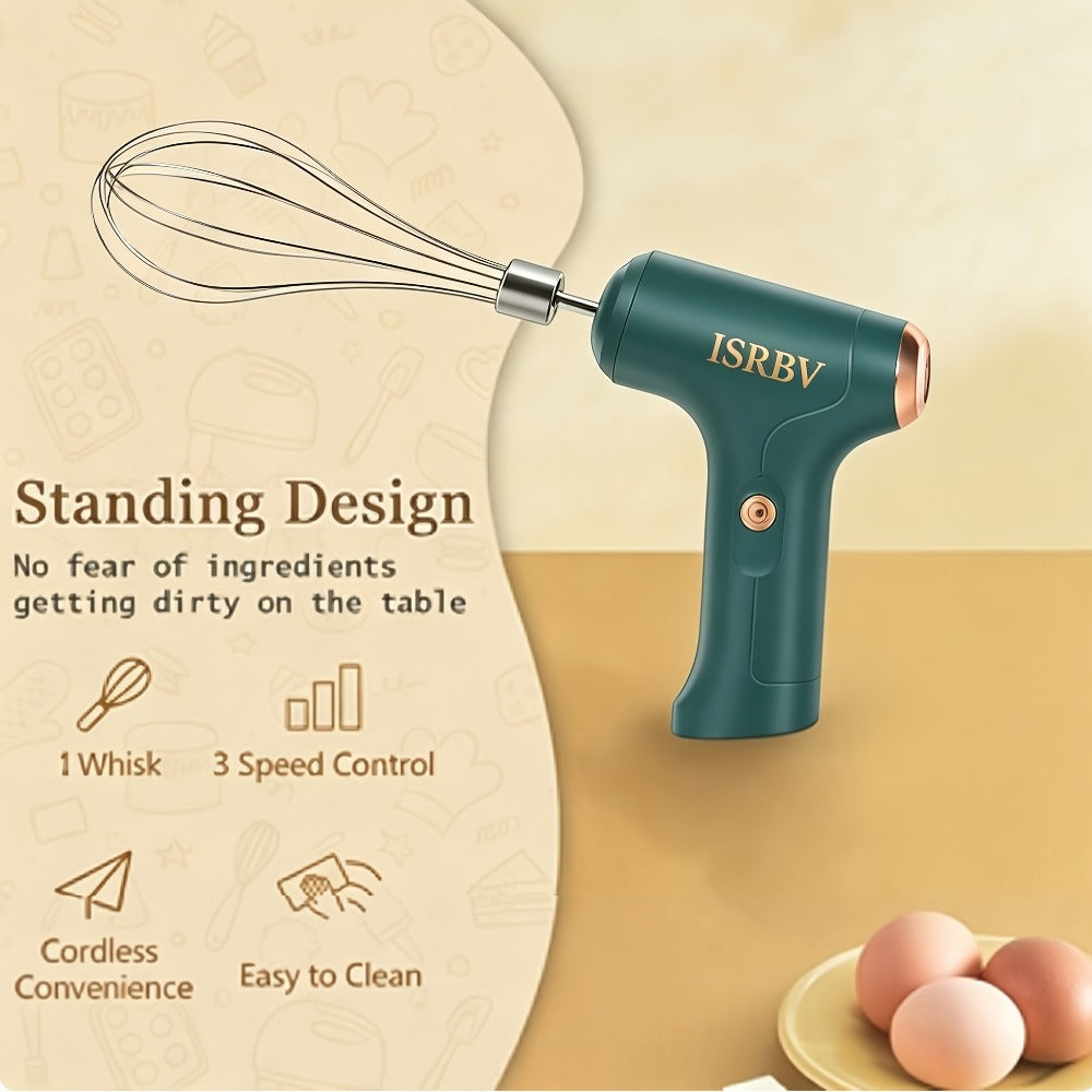 Cordless Electric Hand Mixer Mini USB Rechargeable Whisk Beater 1500RPM for Whipping Cream Cake Batter Ice Cream Egg Beating Home Kitchen Baking
