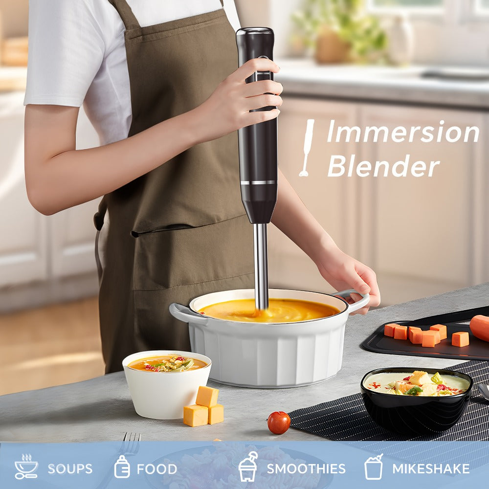 Immersion Blender 400W Handheld Stick Mixer with 2 Speeds & Turbo Mode 304 Stainless Steel Blades ¨C Corded Hand Blender with Detachable Base for Soup Smoothie Puree Baby Food