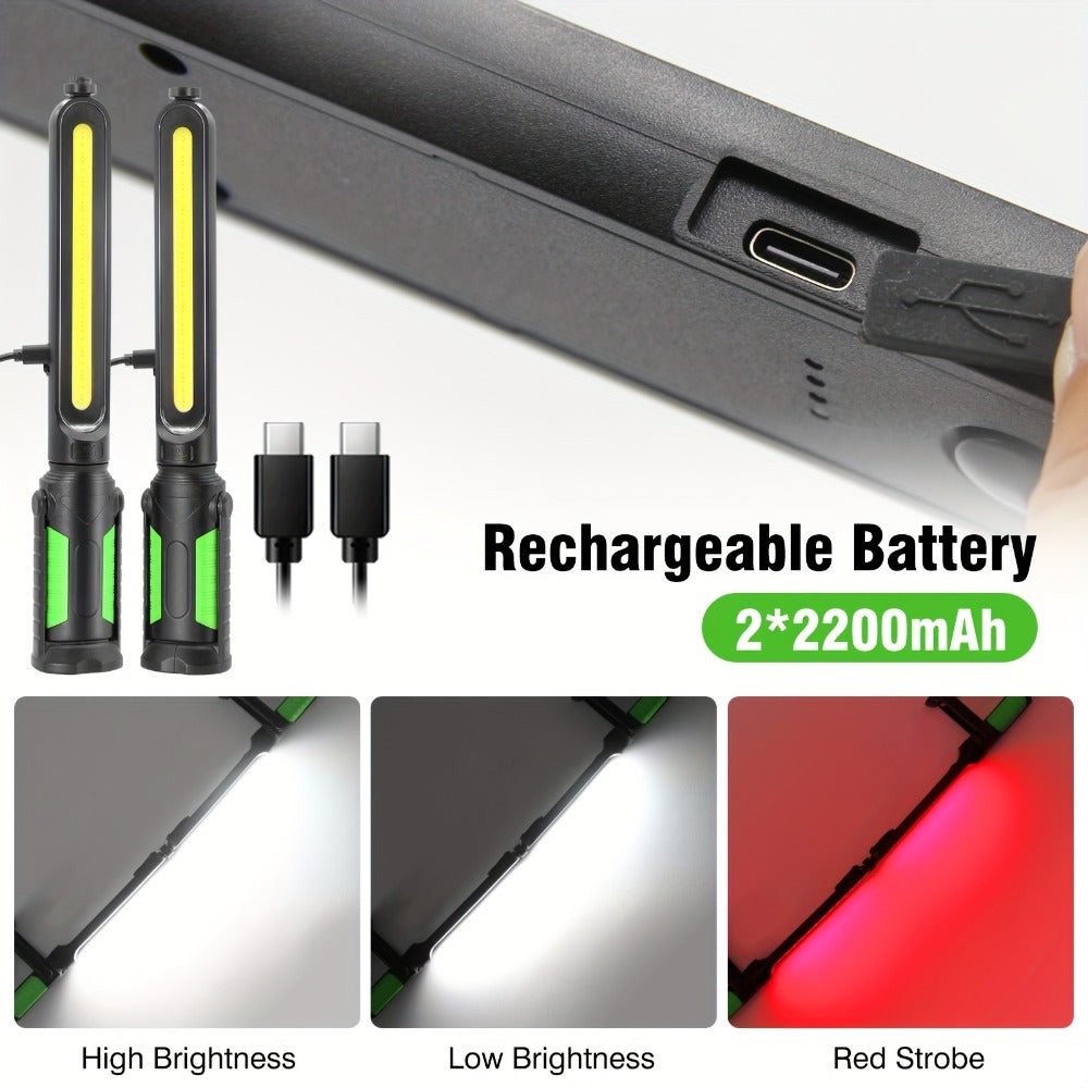 LED Work Light Rechargeable Cordless with Magnetic Base & Hook ¨C Portable Mechanic Floodlight, Adjustable Brightness, Motion Sensor Control, Waterproof for Car Repair, Workshop, Garage, Outdoor & Emergency Use