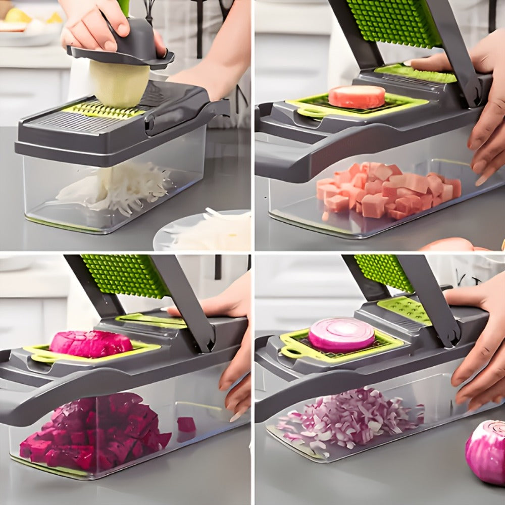 Vegetable Chopper 18-in-1 Upgraded Mandoline Slicer - Professional Onion Chopper Food Dicer Cutter with Container, Adjustable Multifunctional Vegetable Slicer for Kitchen, Gray