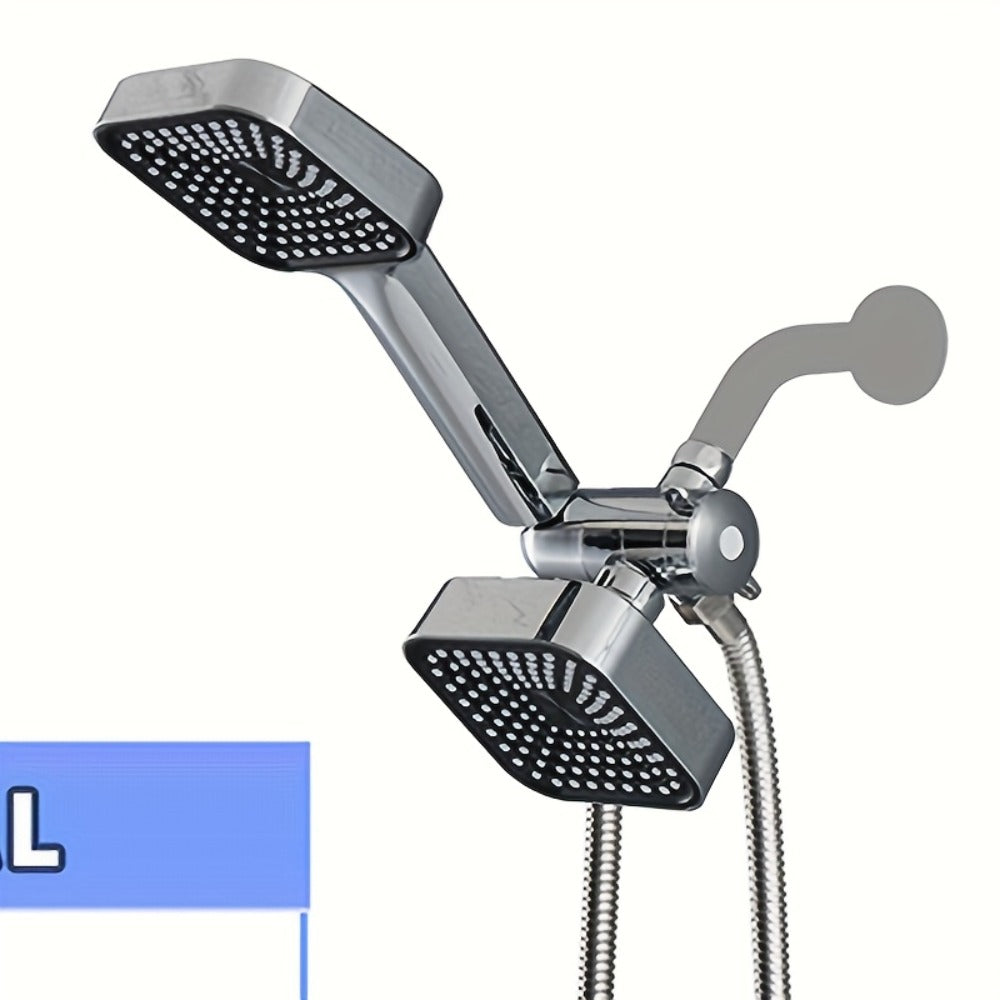 Handheld Shower Head Kit 4 Inch High Flow with Long Hose 3-Way Diverter Dual Purpose Shower Spray Assembly Wall Mount Bathroom Shower Fixtures Silver Black