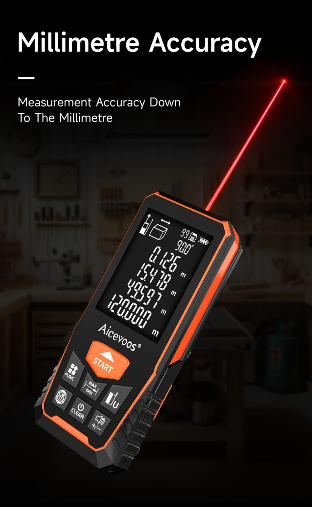 Digital Laser Rangefinder 50M 70M 100M 120M Laser Distance Meter Tape Measure Range Finder for Construction DIY Outdoor Contractor Gift