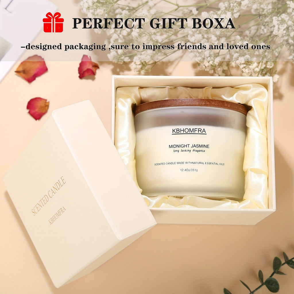 Scented Candles 3-Wick Large Soy Wax Candle 12.4oz - 70 Hour Burn Time, Natural Soy Blend & Beeswax, Luxury Gift Box, 6 Scents: Vanilla Coconut, Lemon Lavender, Jasmine, Citrus Sage, Pink Sands, Gardenia
