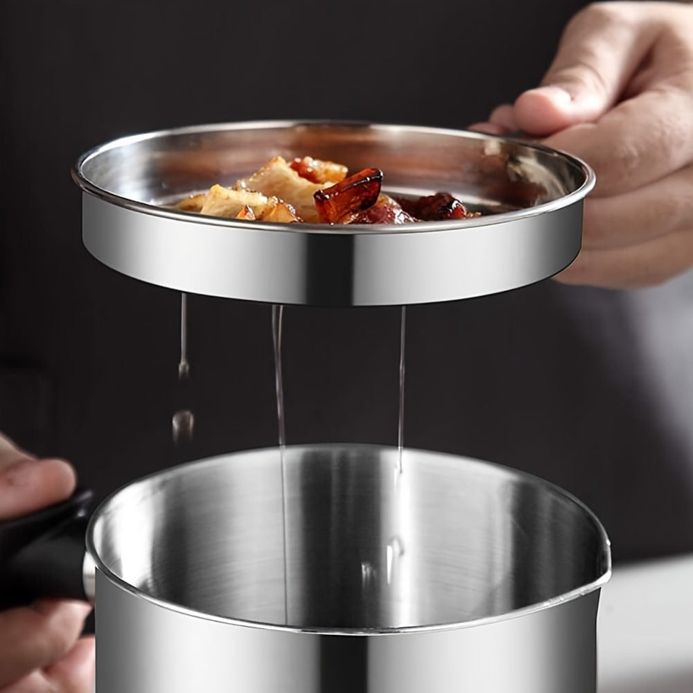 Grease Container with Strainer Stainless Steel BPA Free - Kitchen Bacon Fat Storage Can with Easy Pour Handle for Cooking Oils and Fats, Essential Kitchen Accessory