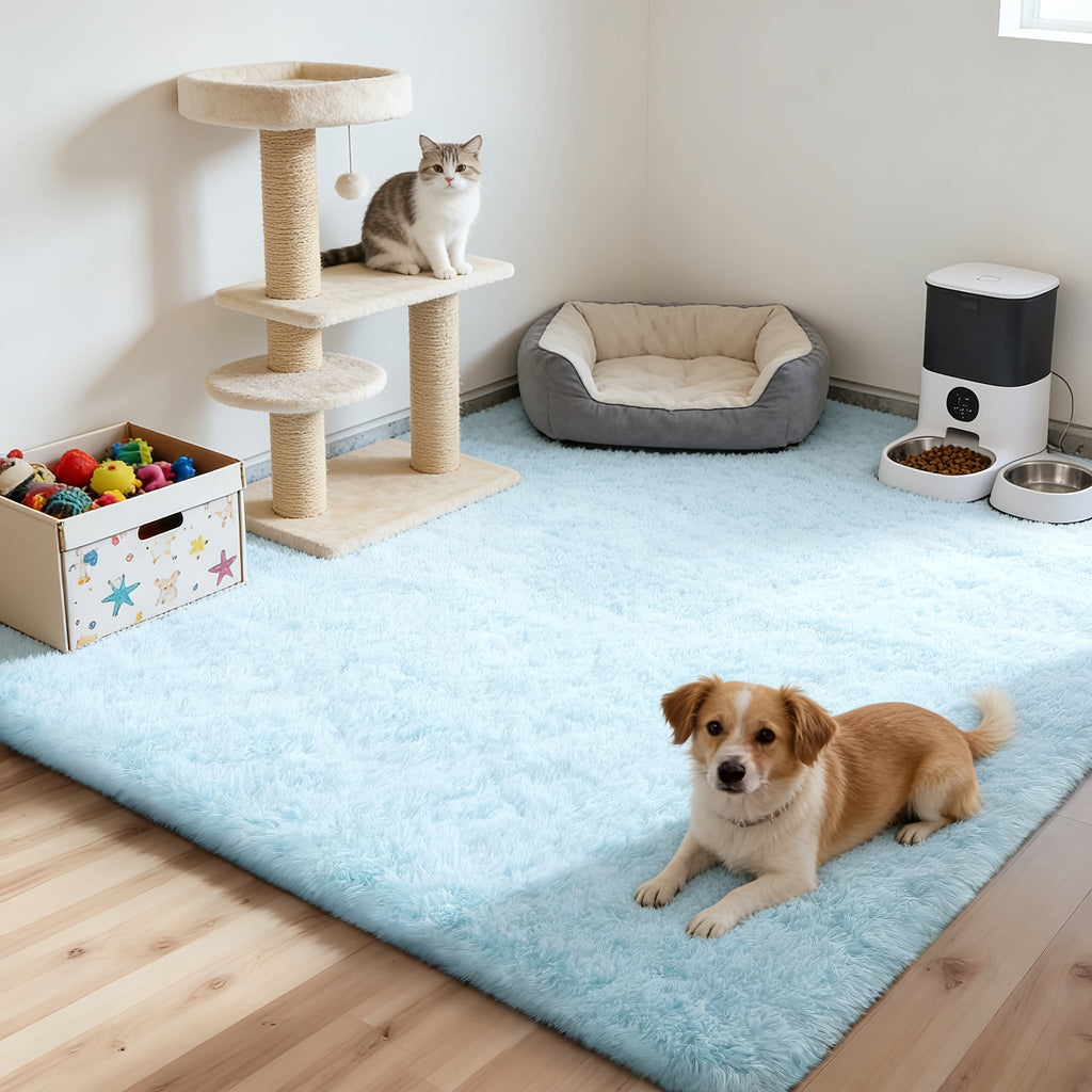 Round Faux Fur Area Rug - Soft Plush Circle Carpet for Living Room Bedroom, Machine Washable, Multiple Colors & Sizes