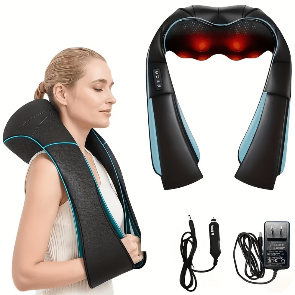 Neck Shoulder Massager with Heat ¨C Shiatsu Deep Kneading Massage Pillow for Back, Waist & Muscle Pain Relief, Portable Electric Massager, Perfect Gift for Wife, Husband, Parents & Office Workers