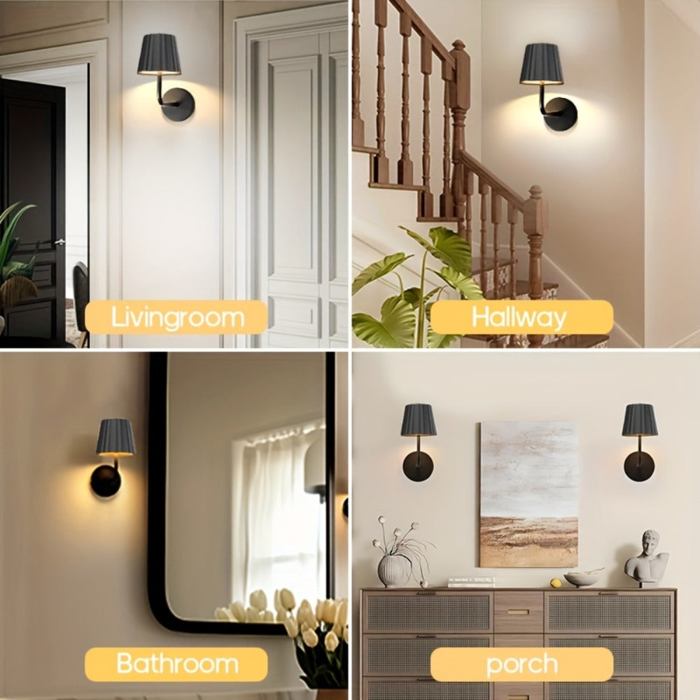 LED Wall Sconce Touch Dimmable Remote Control USB Powered Battery Backup 3 Color Temperatures Timer Easy Install for Bedroom Living Room Hallway Low Voltage No Wiring 1pc or 2pcs