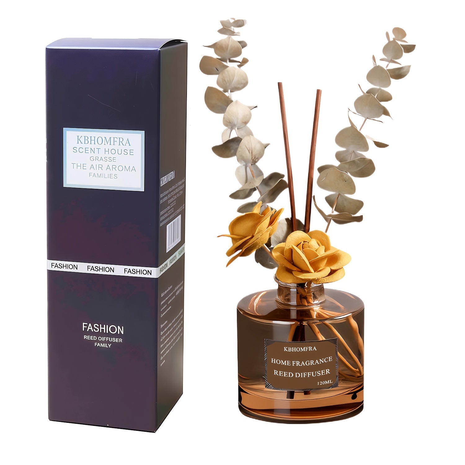 Reed Diffuser Set with Dried Flowers ¨C Jasmine, Cedar, Sandalwood & Gardenia Scents, 120ml 90-Day Long-Lasting Home Fragrance