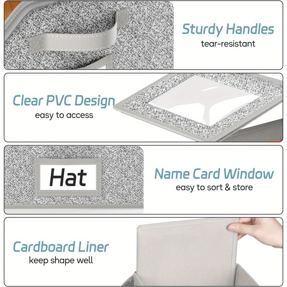 Stackable Baseball Cap Storage Box with Clear Viewing Window ¨C Hat Organizer for Closet Holds Up to 30 Caps, Space-Saving Design for Hats, Underwear, Socks & Toys ¨C For Men & Women (2 or 4 Pack)