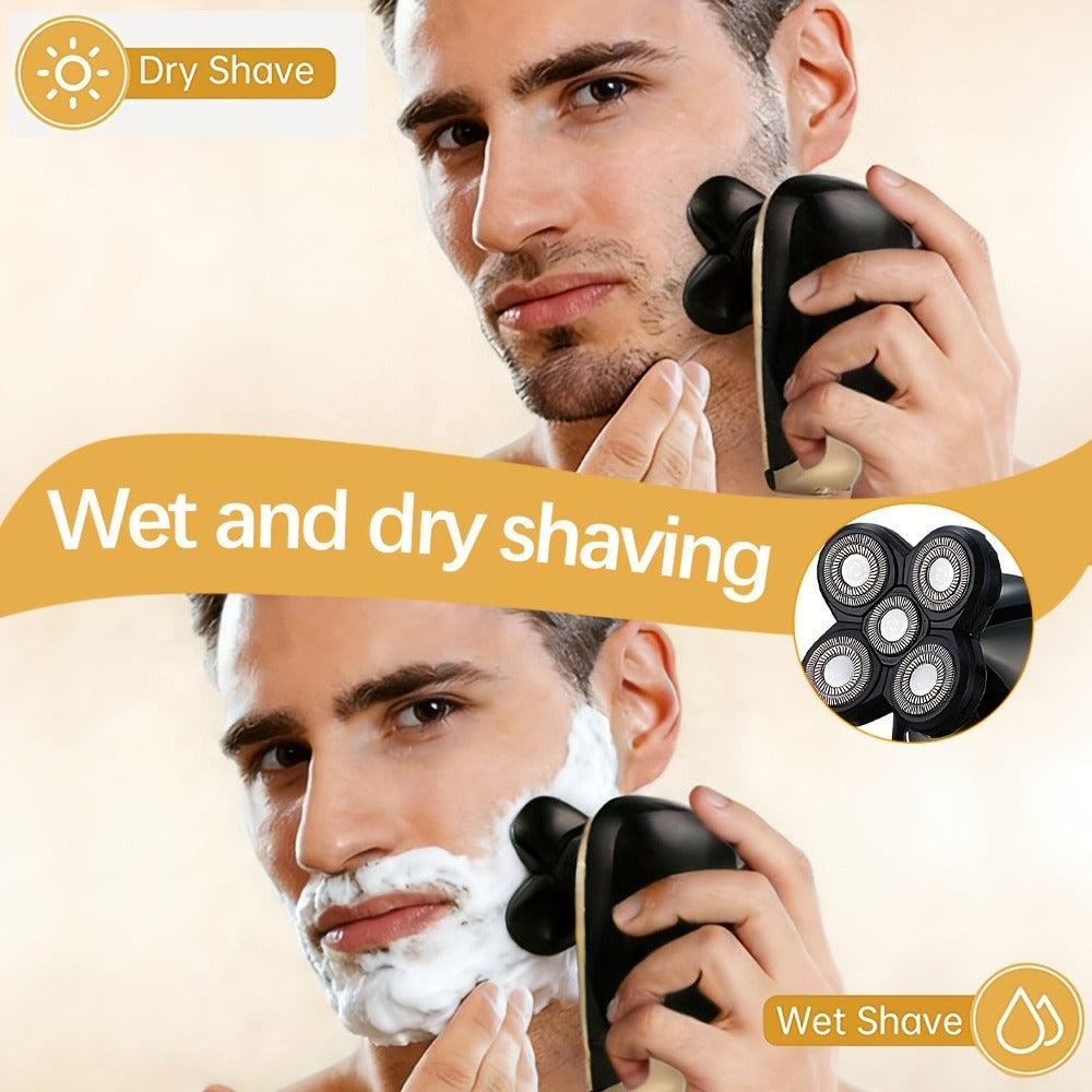 Bald Head Shaver for Men - Rechargeable Electric Razor for Bald Head & Beard Grooming, Multi-Functional Sensitive Skin Shaving Tool, Portable Professional Electric Shaver for Home & Travel Use
