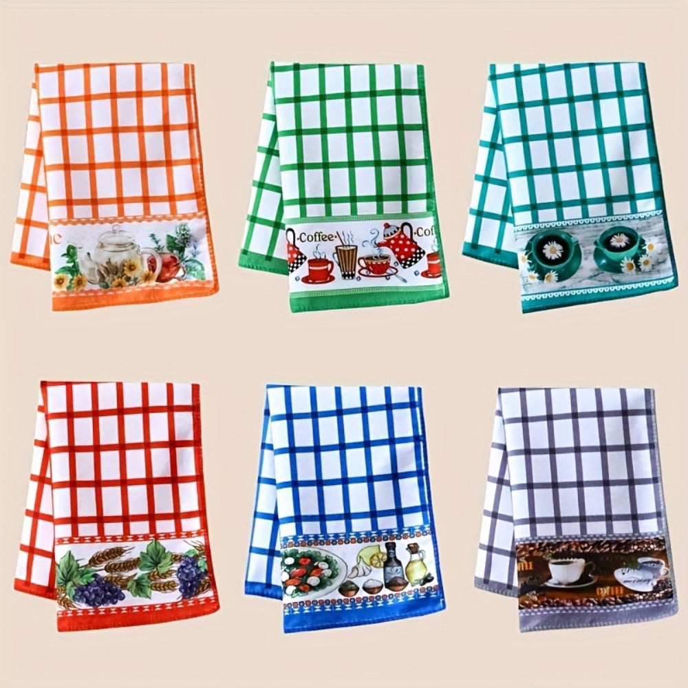 Holiday Kitchen Dish Towels Set of 6 - Colorful Printed Dishcloths Soft Absorbent Tea Towels for Kitchen Decor