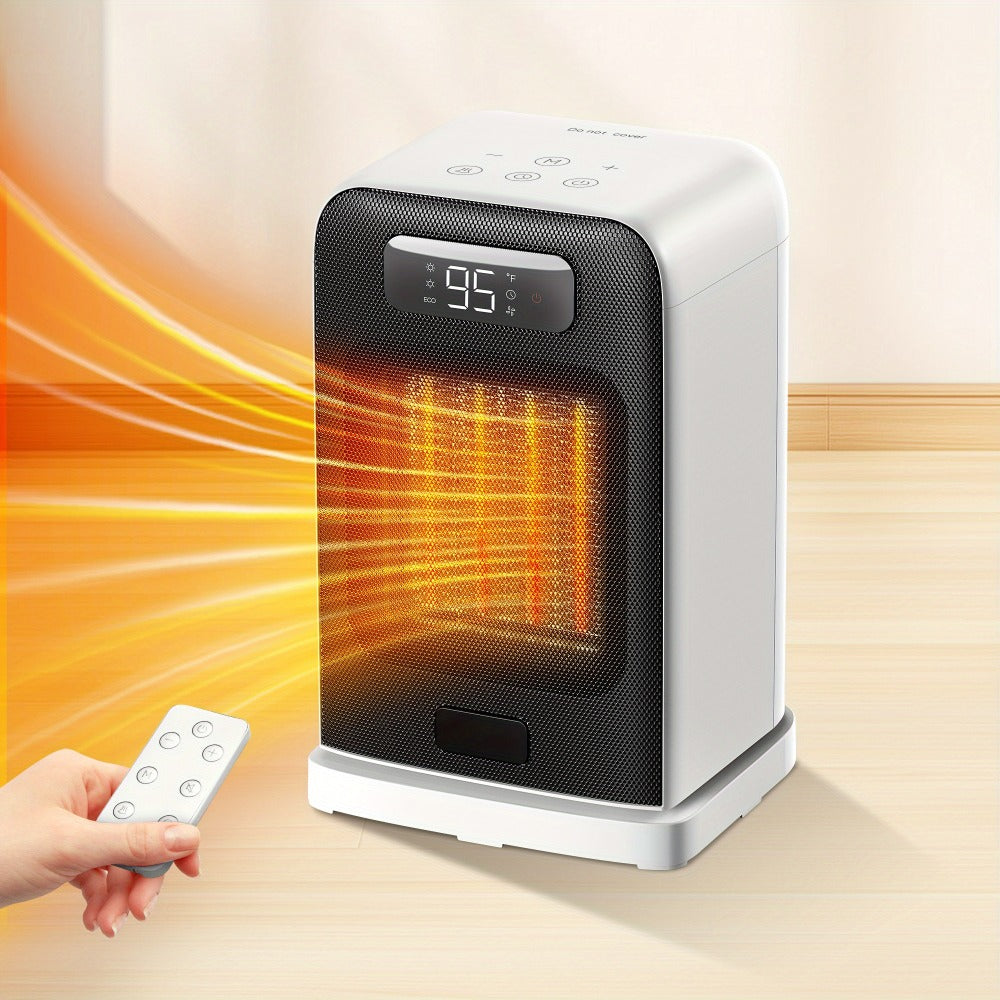 Ceramic Space Heater 1500W Fast Heating - 4 Modes, Adjustable Thermostat, Overheat & 70¡ã Tip-Over Protection, Portable Electric Heater Fan for Office, Desk, Room & Indoor Use, White