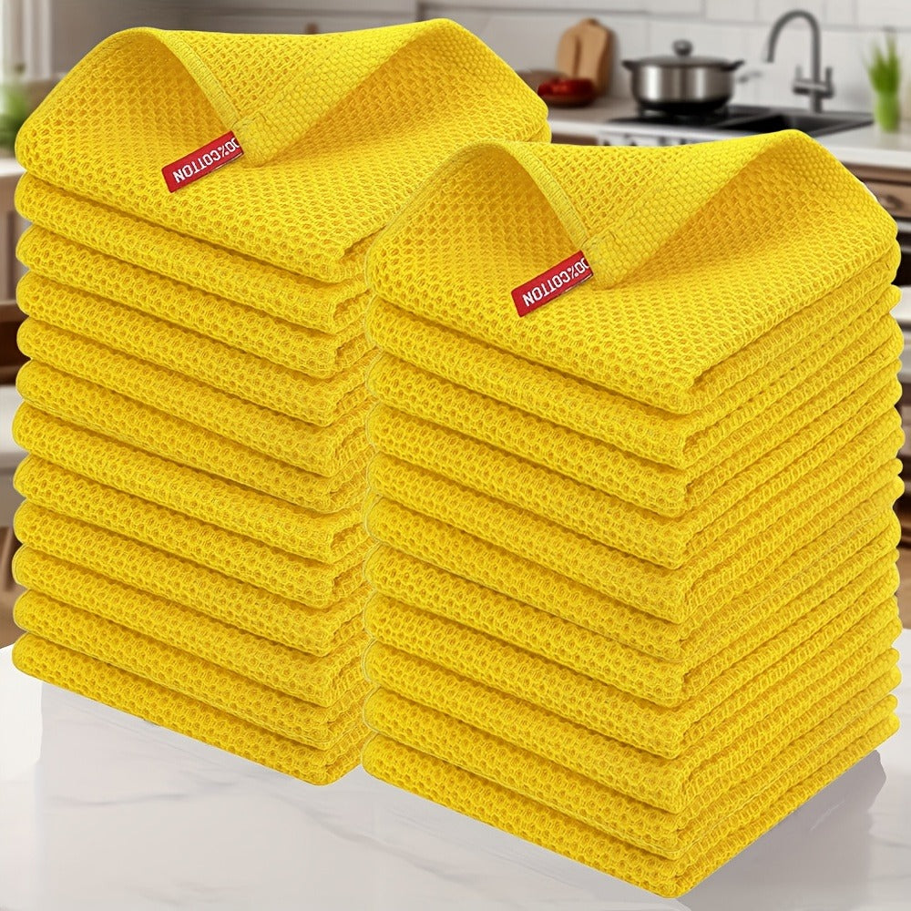 Kitchen Dish Cloths 23pcs 100% Cotton Waffle Weave Ultra Soft Absorbent Quick Dry Dish Towels 12x12 Inch for Cooking Cleaning Wiping Hands Kitchen Decor Gift