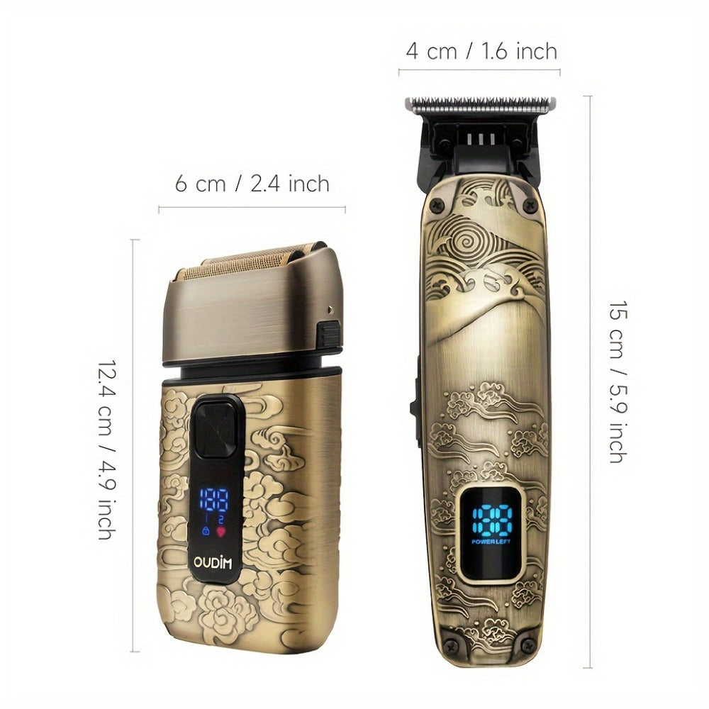 Foil Shaver for Men 2-in-1 Hair Clipper & Beard Trimmer Grooming Kit - Cordless Rechargeable Electric Razor for Face Mustache Bald Head, Shaver and Clipper Set, Gift for Father Husband Boyfriend