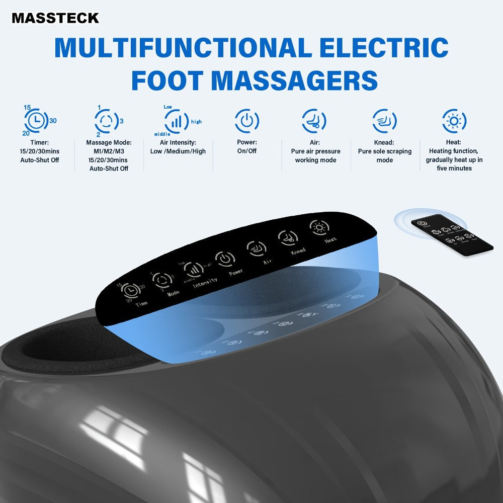 Shiatsu Foot Massager Machine with Heat ¨C Deep Kneading Electric Foot Massager for Plantar Fasciitis, Tired Muscles & Arch Pain Relief | Fits Men Up to Size 12 | Home & Office Use | Gift for Mom, Dad & Seniors