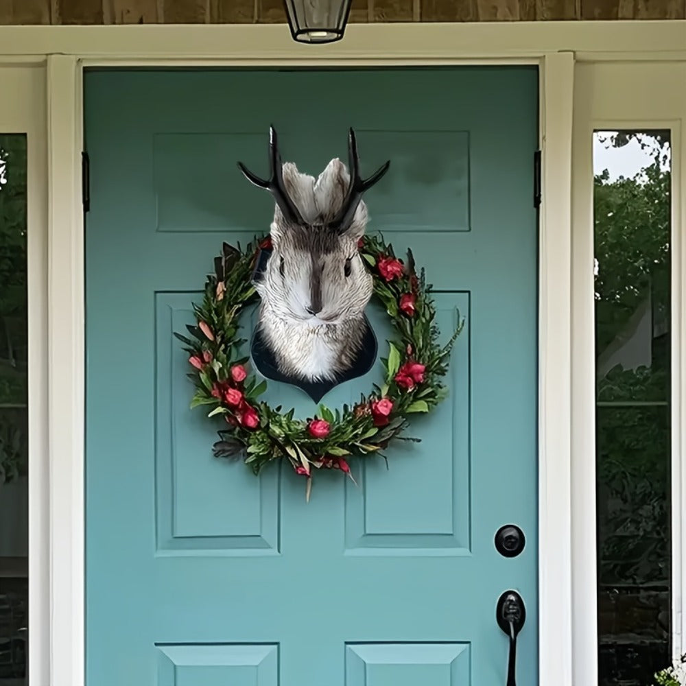 Jackalope Wall Mount Faux Taxidermy Rabbit Head with Antlers - Whimsical 3D Resin Animal Wall Art for Home, Living Room & Office Decor | Retro Fauxidermy Gift for Birthday, Housewarming & Christmas