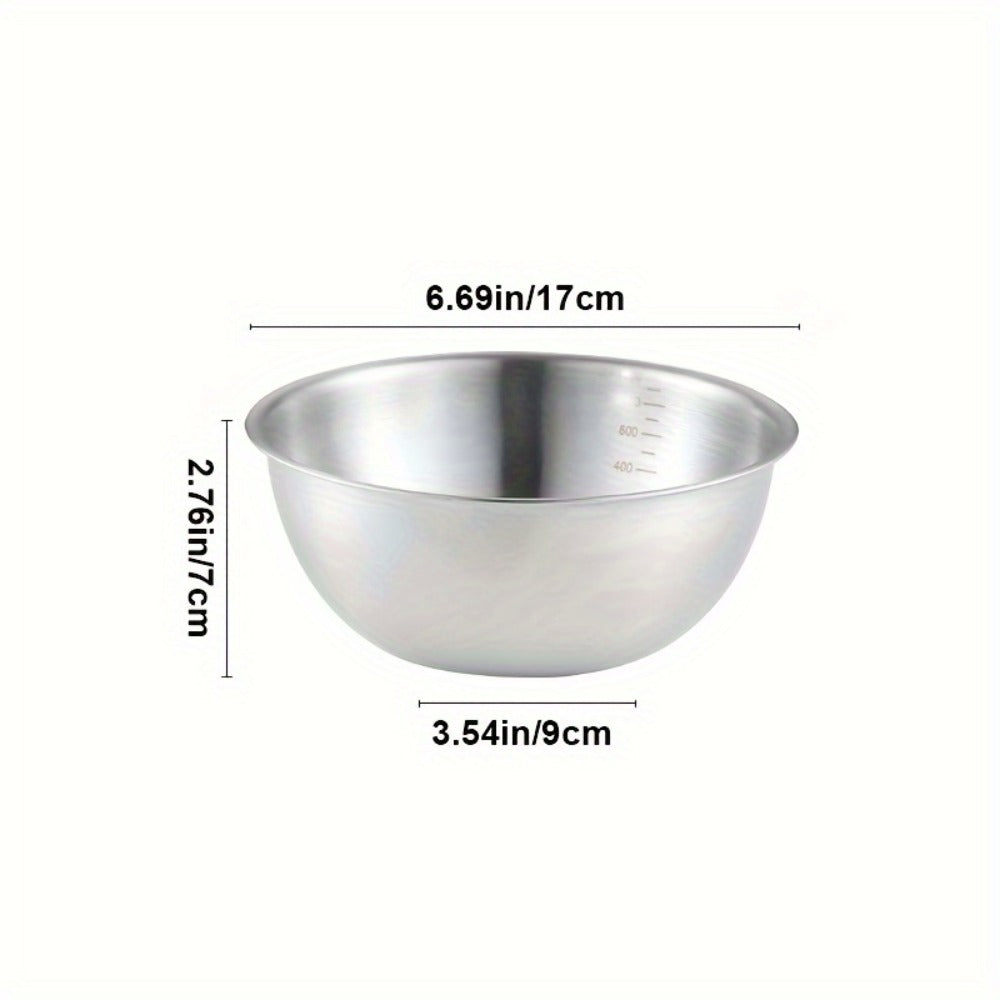 Stainless Steel Mixing Bowl Set 3-Piece with Measuring Marks ¨C Small Medium Large Nesting Bowls for Cooking, Baking & Food Prep, Durable 304 Stainless Steel Salad Bowl Set for Kitchen & Restaurant