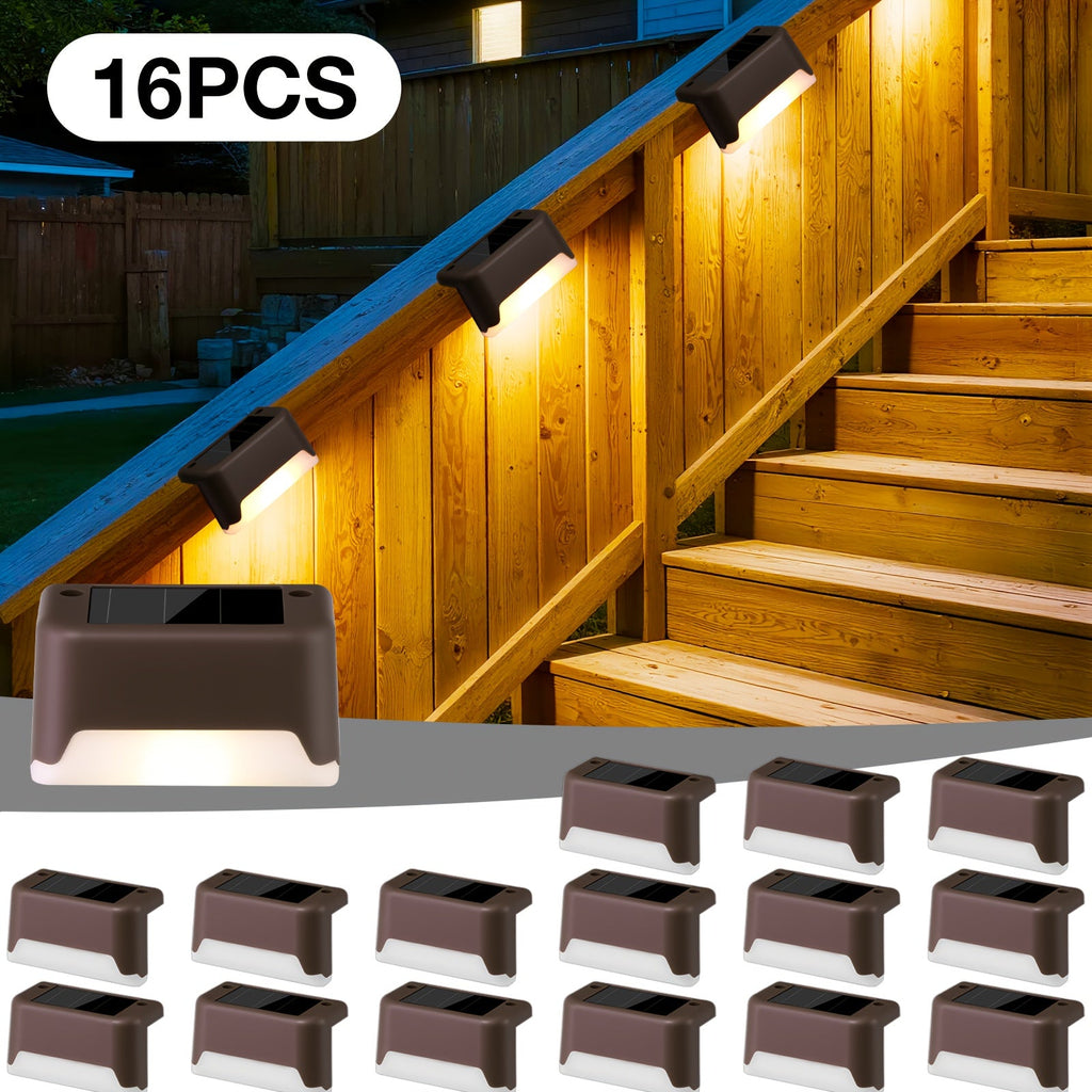 Solar Step Lights IP65 Waterproof ¨C LED Deck Lights for Outdoor Stairs, Fence & Pathway, Auto On/Off Dusk to Dawn, 12-Hour Night Lighting for Garden, Patio, Driveway & Commercial Spaces